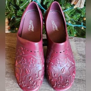 Dansko Red Floral Mules